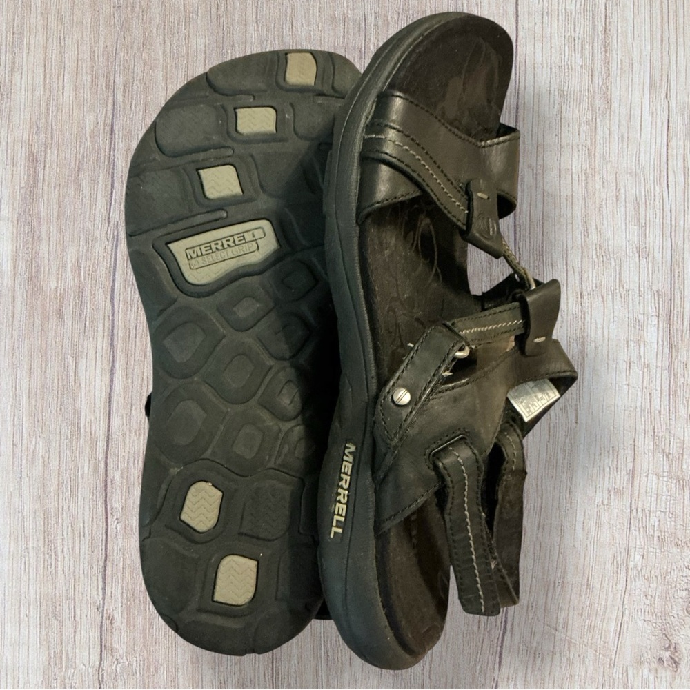 Merrell Performance Black Adjustable Strap Leathe… - image 3